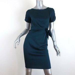 Diane von Furstenberg - Short Sleeve Teal Silk dress with Side Tie - size 6
